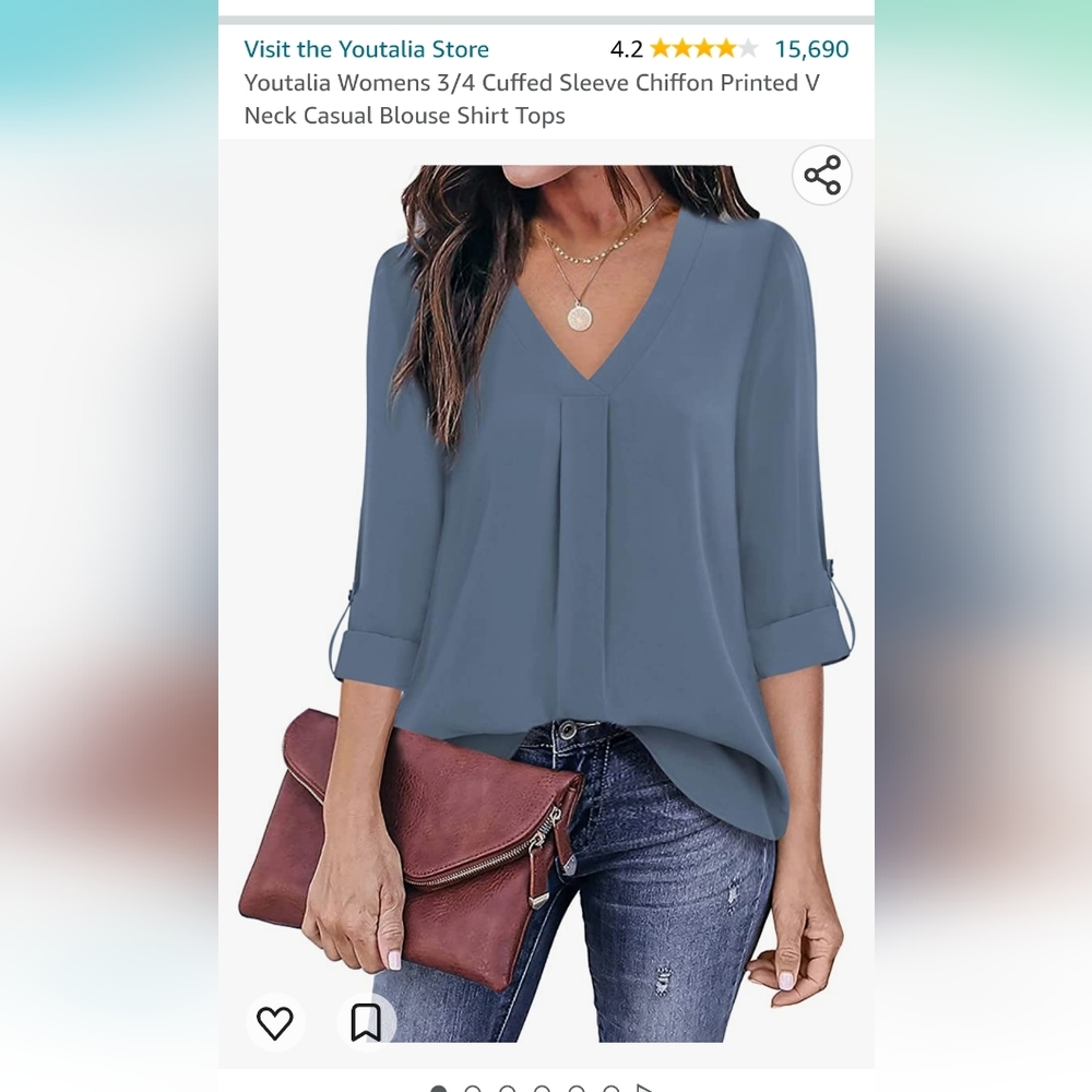 Chiffon blouse, size L, blue/grey